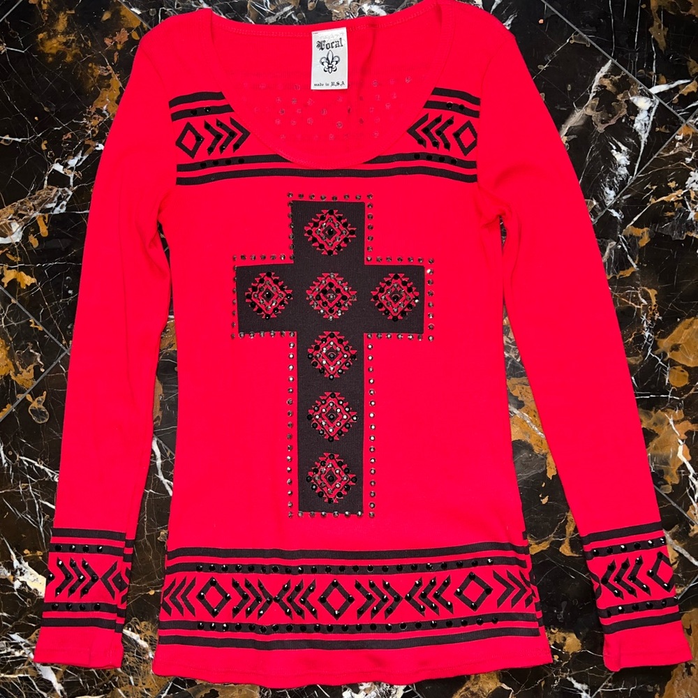 Vocal Rhinestone Cross Tee